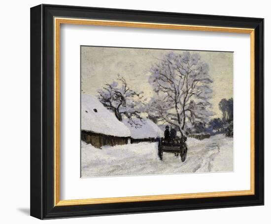 La Charrette, Route Sous La Neige À Honfleur, Cart, the Honfleur Road under Snow-Claude Monet-Framed Giclee Print