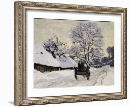 La Charrette, Route Sous La Neige À Honfleur, Cart, the Honfleur Road under Snow-Claude Monet-Framed Giclee Print