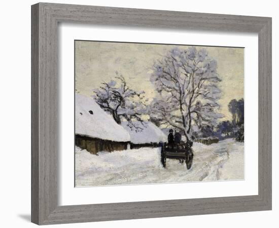 La Charrette, Route Sous La Neige À Honfleur, Cart, the Honfleur Road under Snow-Claude Monet-Framed Giclee Print