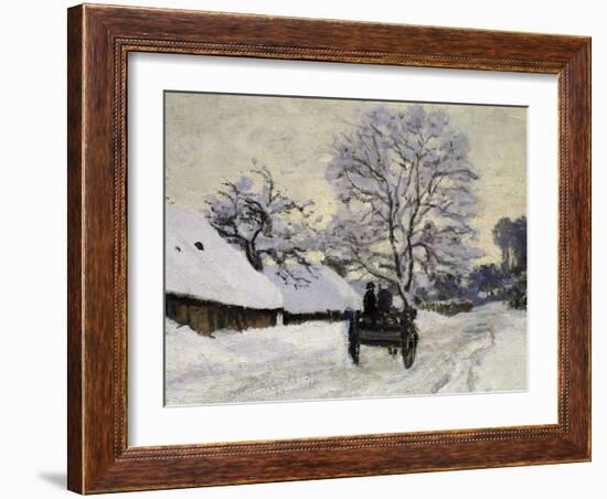 La Charrette, Route Sous La Neige À Honfleur, Cart, the Honfleur Road under Snow-Claude Monet-Framed Giclee Print
