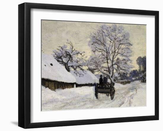 La Charrette, Route Sous La Neige À Honfleur, Cart, the Honfleur Road under Snow-Claude Monet-Framed Giclee Print