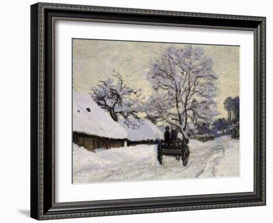 La Charrette, Route Sous La Neige À Honfleur, Cart, the Honfleur Road under Snow-Claude Monet-Framed Giclee Print