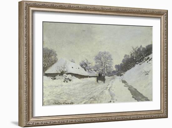 La Charrette, Route Sous La Neige a Honfleur-Claude Monet-Framed Giclee Print