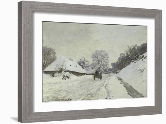 La Charrette, Route Sous La Neige a Honfleur-Claude Monet-Framed Giclee Print