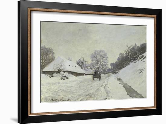 La Charrette, Route Sous La Neige a Honfleur-Claude Monet-Framed Giclee Print