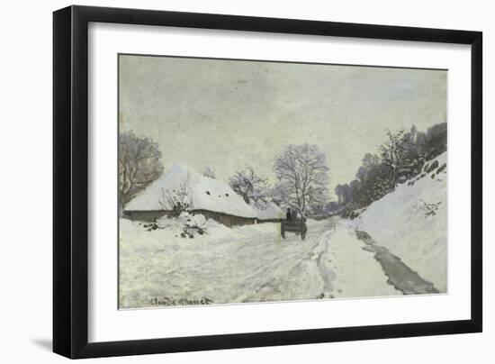 La Charrette, Route Sous La Neige a Honfleur-Claude Monet-Framed Giclee Print