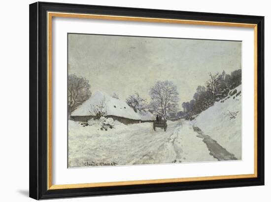 La Charrette, Route Sous La Neige a Honfleur-Claude Monet-Framed Giclee Print