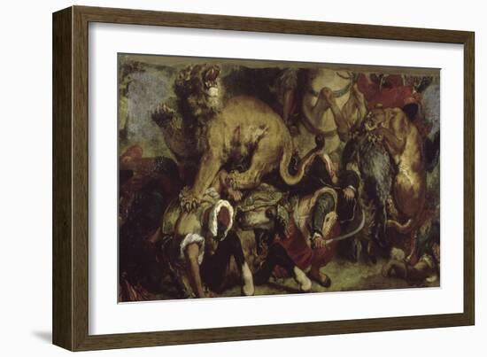 La Chasse aux lions-Eugene Delacroix-Framed Giclee Print