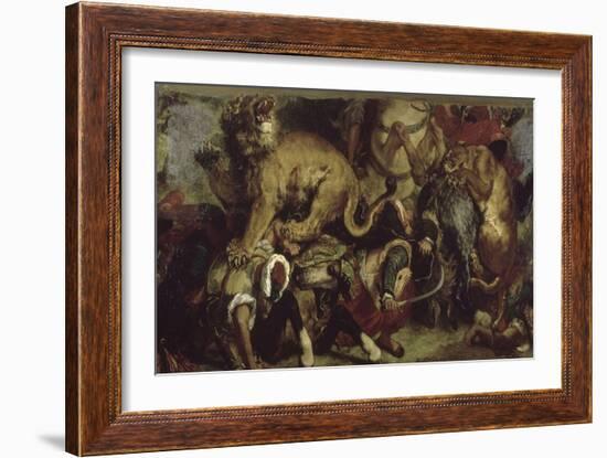 La Chasse aux lions-Eugene Delacroix-Framed Giclee Print