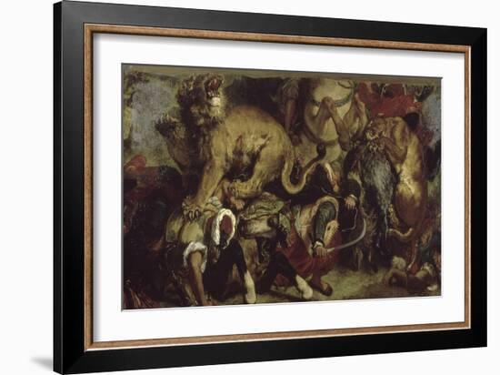 La Chasse aux lions-Eugene Delacroix-Framed Giclee Print