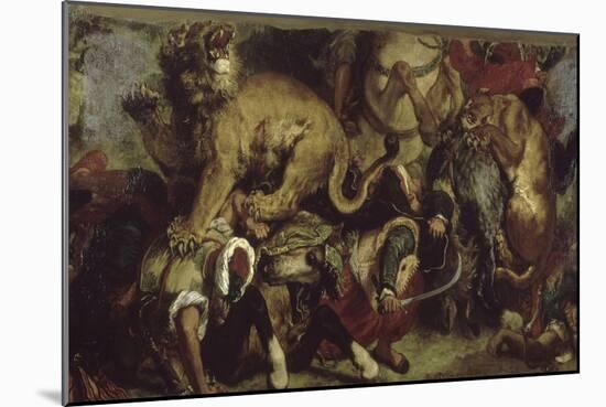 La Chasse aux lions-Eugene Delacroix-Mounted Giclee Print