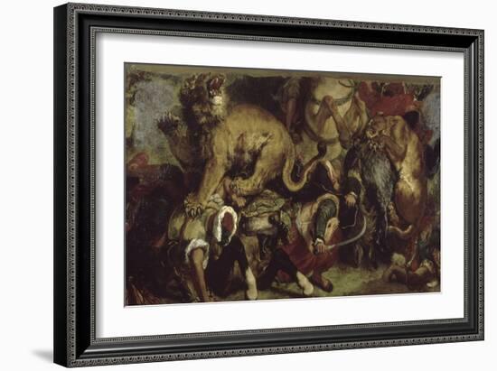 La Chasse aux lions-Eugene Delacroix-Framed Giclee Print