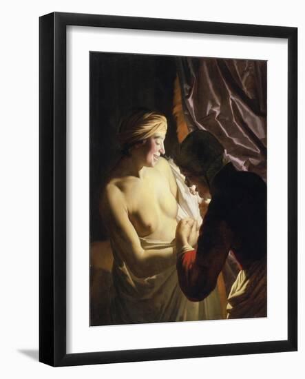 La Chasse Aux Puces - the Flea Hunt Par Honthorst, Gerrit, Van (1590-1656), C. 1620 - Oil on Canvas-Gerrit van Honthorst-Framed Giclee Print