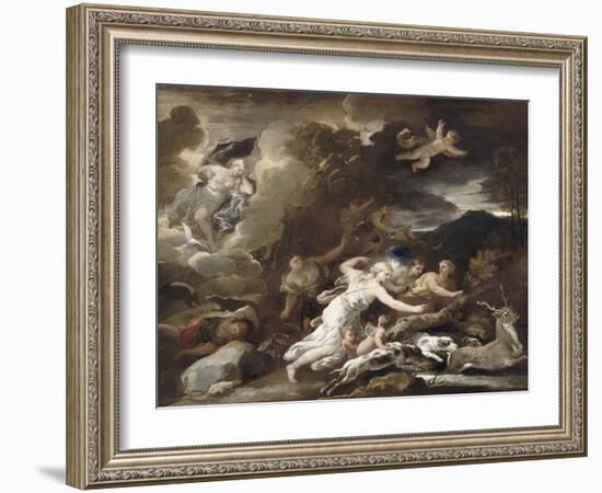 La chasse de Diane-Luca Giordano-Framed Giclee Print