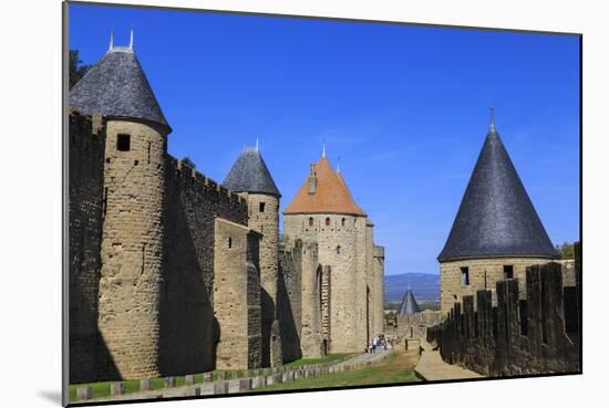 La Cite, battlements and spiky turrets, Les Lices, Carcassonne, UNESCO World Heritage Site, France-Eleanor Scriven-Mounted Photographic Print