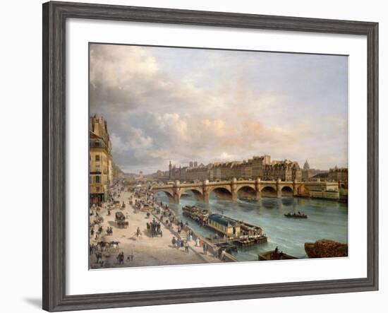 La Cité et le Pont-Neuf vus du quai du Louvre-Giuseppe Canella-Framed Giclee Print