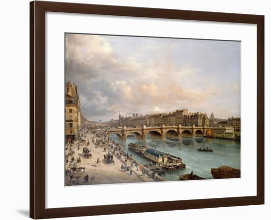 La Cité et le Pont-Neuf vus du quai du Louvre-Giuseppe Canella-Framed Giclee Print