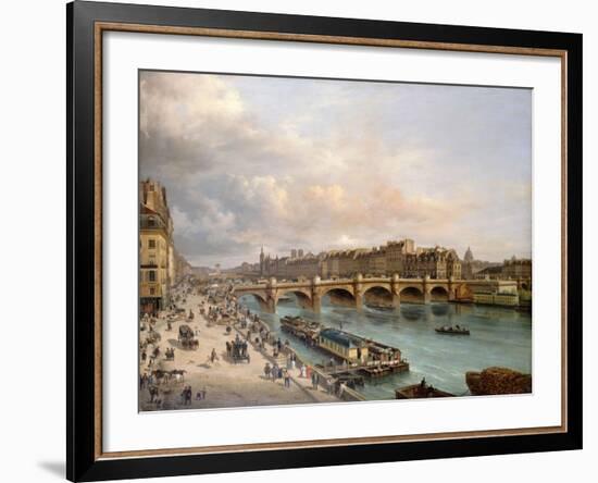 La Cité et le Pont-Neuf vus du quai du Louvre-Giuseppe Canella-Framed Giclee Print