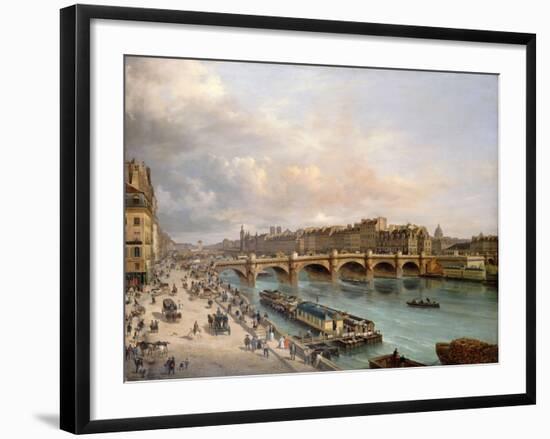 La Cité et le Pont-Neuf vus du quai du Louvre-Giuseppe Canella-Framed Giclee Print