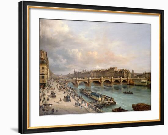 La Cité et le Pont-Neuf vus du quai du Louvre-Giuseppe Canella-Framed Giclee Print