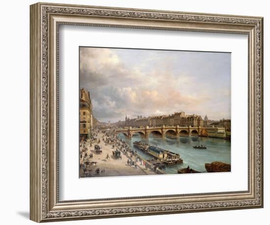 La Cité et le Pont-Neuf vus du quai du Louvre-Giuseppe Canella-Framed Giclee Print