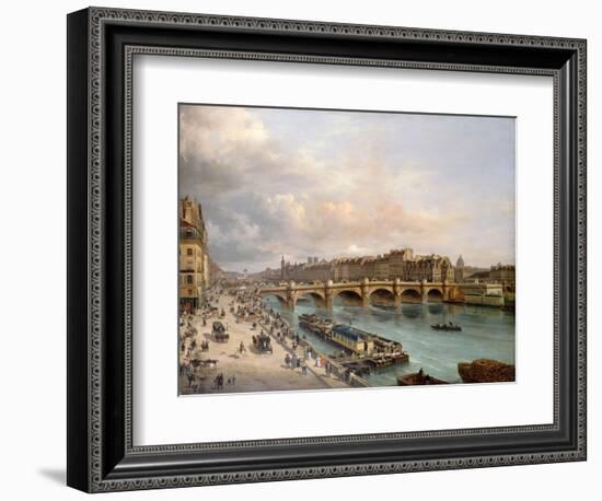 La Cité et le Pont-Neuf vus du quai du Louvre-Giuseppe Canella-Framed Giclee Print