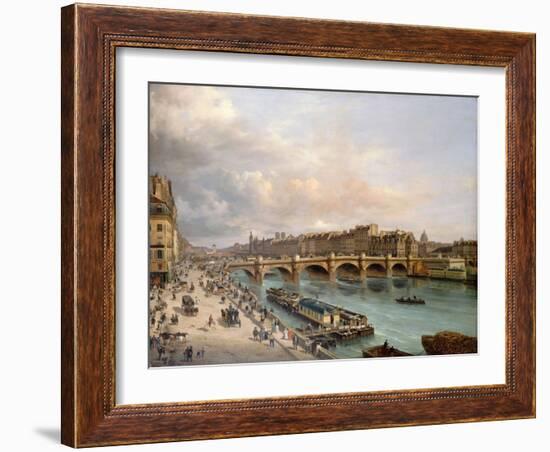 La Cité et le Pont-Neuf vus du quai du Louvre-Giuseppe Canella-Framed Giclee Print