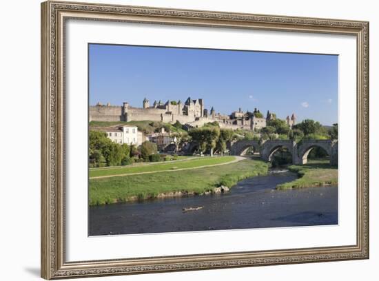 La Cite, Medieval Fortress City, Bridge over River Aude, Carcassonne, Languedoc-Roussillon, France-Markus Lange-Framed Photographic Print