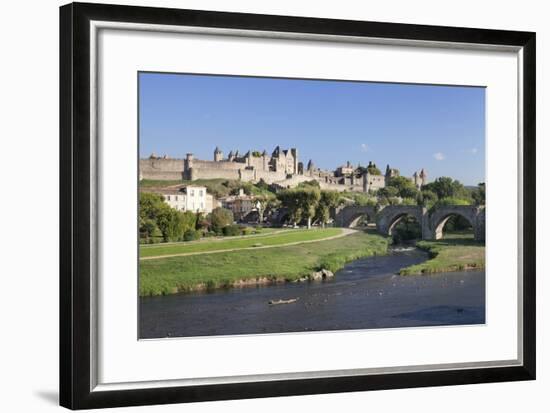 La Cite, Medieval Fortress City, Bridge over River Aude, Carcassonne, Languedoc-Roussillon, France-Markus Lange-Framed Photographic Print