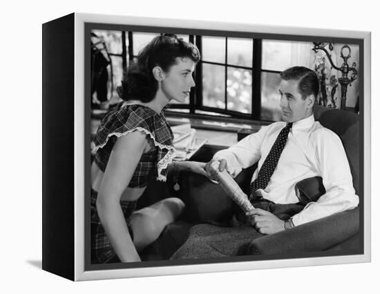 La cite sans voiles THE NAKED CITY by JulesDassin with Don Taylor, 1948 (b/w photo)-null-Framed Stretched Canvas