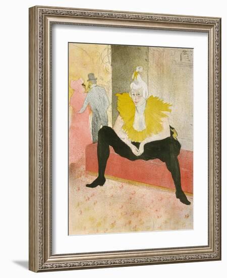 La Clownesse Assise(Mademoiselle Cha-U-Ka-O)  1896-Henri de Toulouse-Lautrec-Framed Art Print