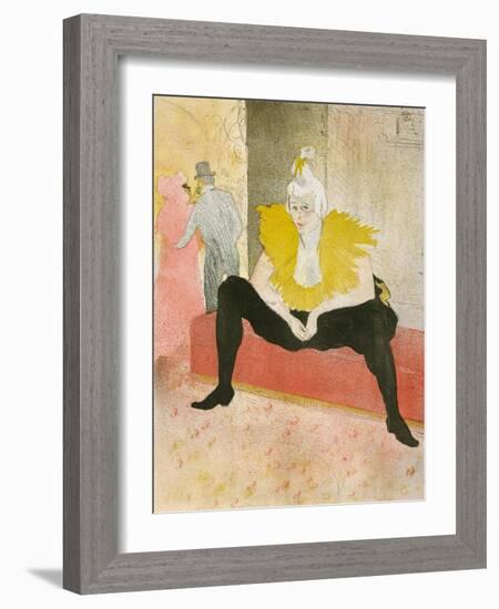 La Clownesse Assise(Mademoiselle Cha-U-Ka-O)  1896-Henri de Toulouse-Lautrec-Framed Art Print