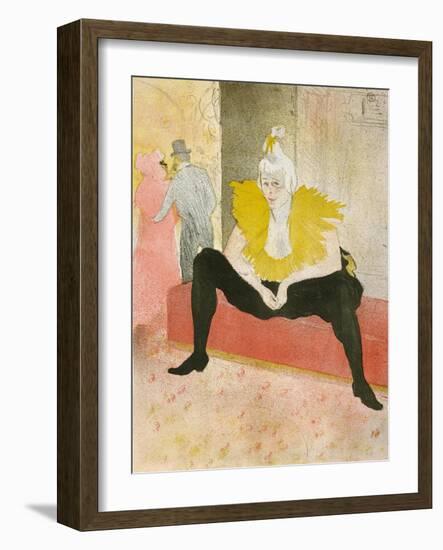 La Clownesse Assise(Mademoiselle Cha-U-Ka-O)  1896-Henri de Toulouse-Lautrec-Framed Art Print