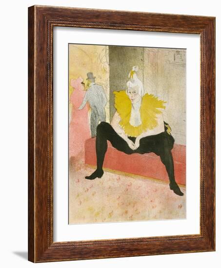 La Clownesse Assise(Mademoiselle Cha-U-Ka-O)  1896-Henri de Toulouse-Lautrec-Framed Art Print