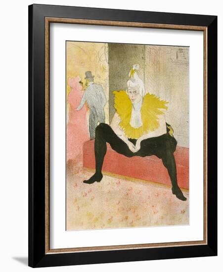 La Clownesse Assise(Mademoiselle Cha-U-Ka-O)  1896-Henri de Toulouse-Lautrec-Framed Art Print