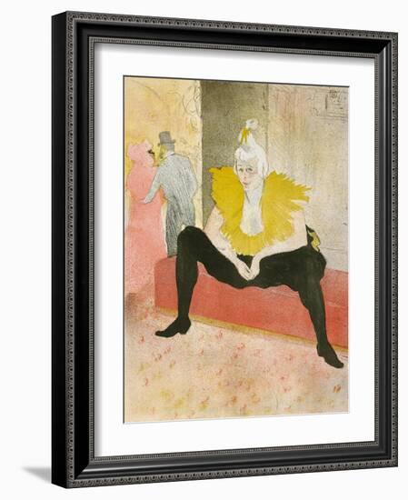 La Clownesse Assise(Mademoiselle Cha-U-Ka-O)  1896-Henri de Toulouse-Lautrec-Framed Art Print