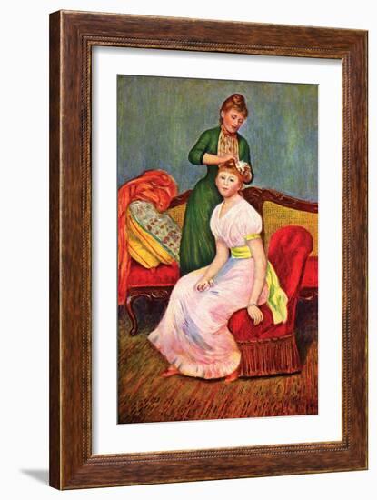 La Coiffure-Pierre-Auguste Renoir-Framed Art Print