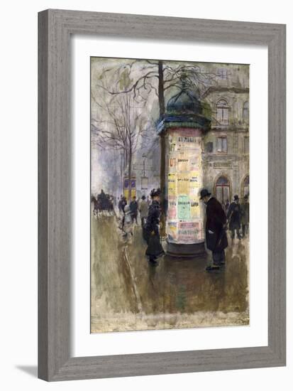 La Colonne Morris (angle de la rue Laffite et du boulevard des Italiens)-Jean Béraud-Framed Giclee Print