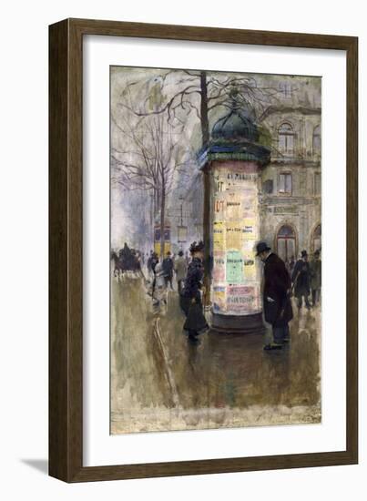 La Colonne Morris (angle de la rue Laffite et du boulevard des Italiens)-Jean Béraud-Framed Giclee Print