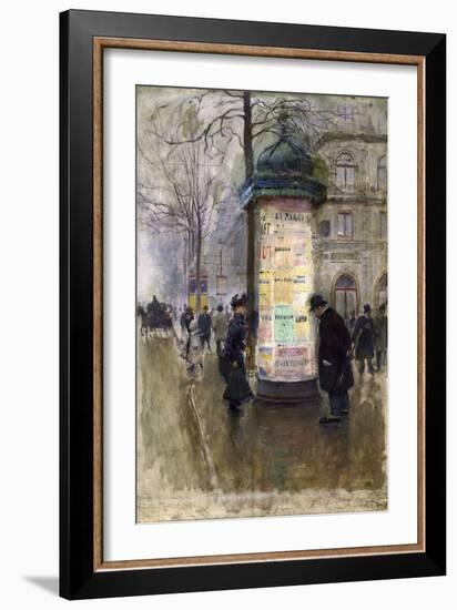 La Colonne Morris (angle de la rue Laffite et du boulevard des Italiens)-Jean Béraud-Framed Giclee Print