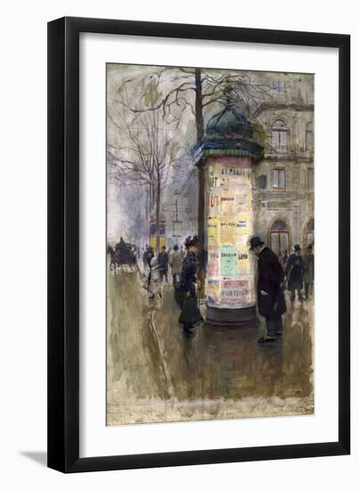 La Colonne Morris (angle de la rue Laffite et du boulevard des Italiens)-Jean Béraud-Framed Giclee Print