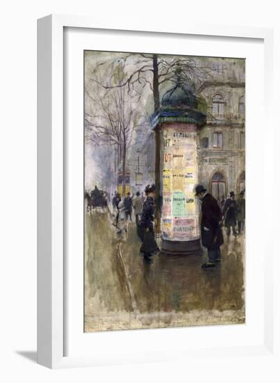 La Colonne Morris (angle de la rue Laffite et du boulevard des Italiens)-Jean Béraud-Framed Giclee Print