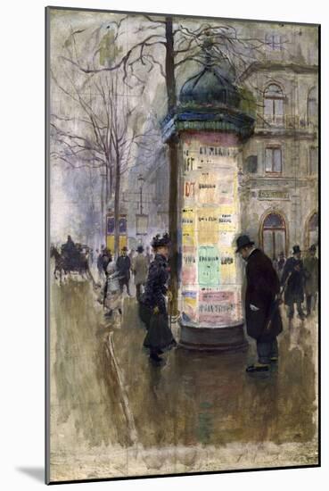 La Colonne Morris (angle de la rue Laffite et du boulevard des Italiens)-Jean Béraud-Mounted Giclee Print