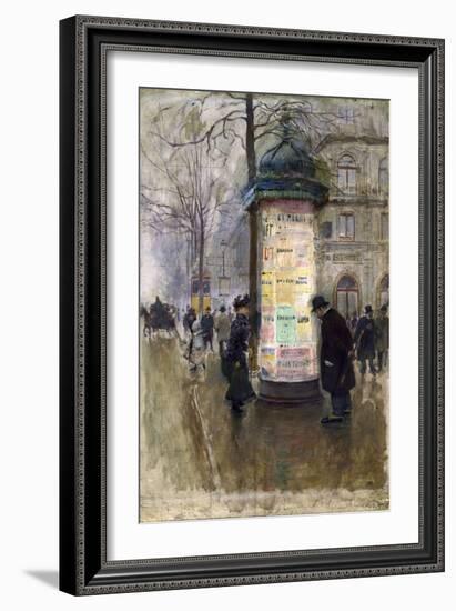 La Colonne Morris (angle de la rue Laffite et du boulevard des Italiens)-Jean Béraud-Framed Giclee Print