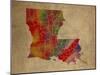 LA Colorful Counties-Red Atlas Designs-Mounted Giclee Print