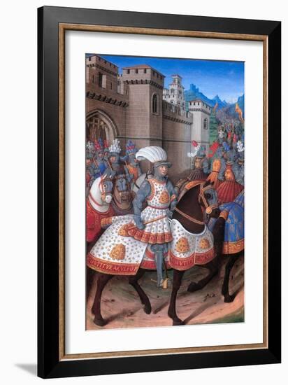 La Conquete de Genes (1507). King Louis XII leaves Alexandria, which he has just subdued.-Jean Bourdichon-Framed Giclee Print