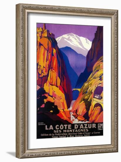 La Cote D'Azur Vintage Poster - Europe-Lantern Press-Framed Art Print