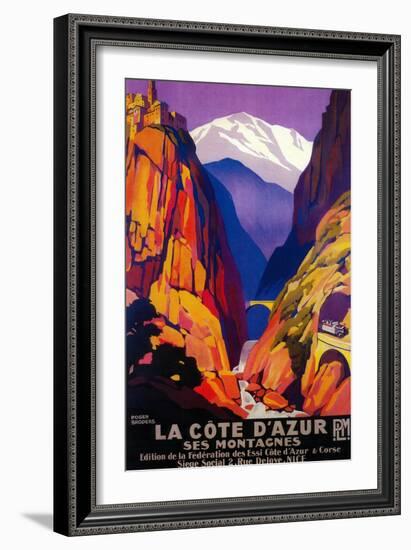 La Cote D'Azur Vintage Poster - Europe-Lantern Press-Framed Art Print