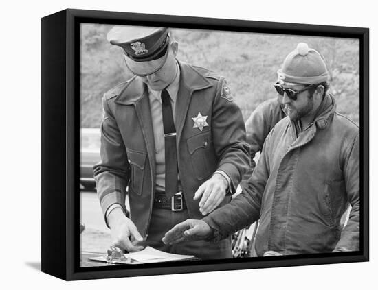 La Country Sheriffs Stopping Hell's Angels to Fingerprint Them and Take their Pictures-null-Framed Premier Image Canvas