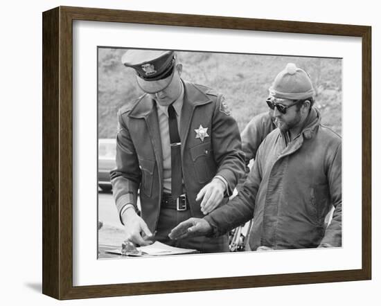 La Country Sheriffs Stopping Hell's Angels to Fingerprint Them and Take their Pictures-null-Framed Photographic Print